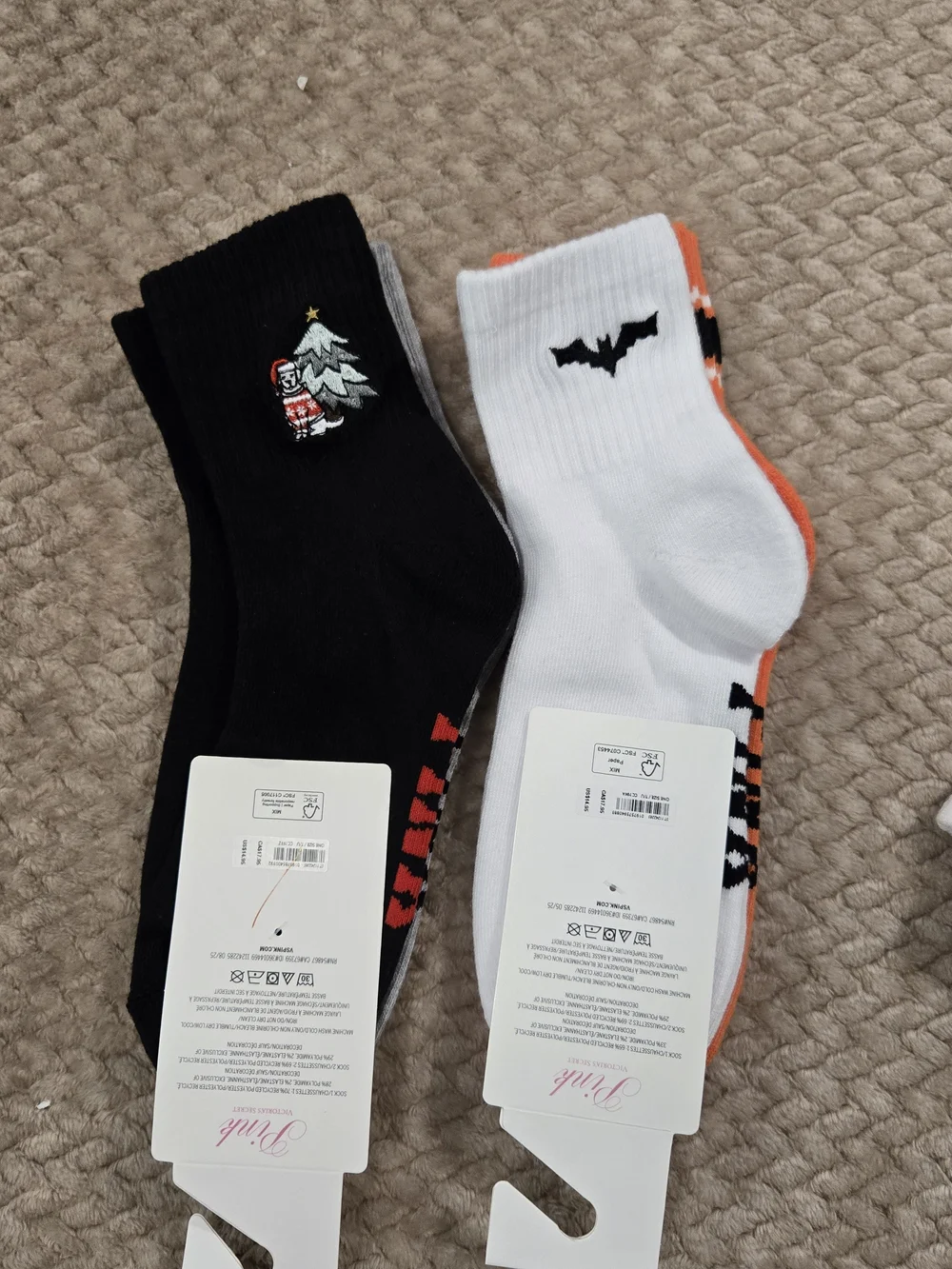 Victoria’s Secret PINK Halloween Christmas Socks 4 Pair Lot NWT OS